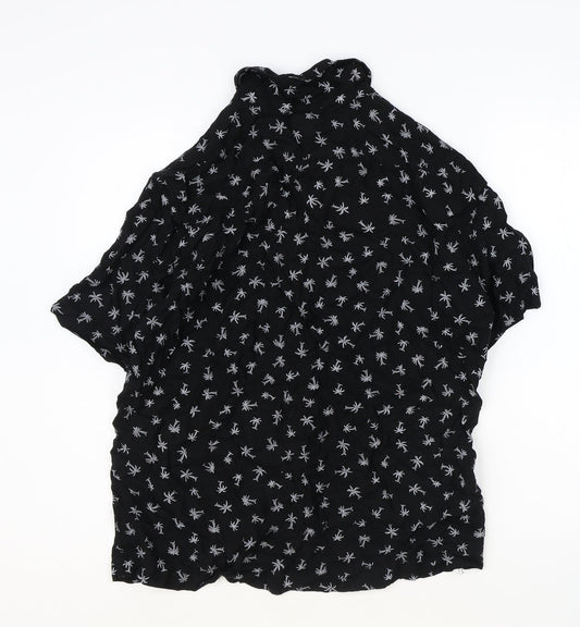 Womens UK Size M H&M Black Basic Button-Up