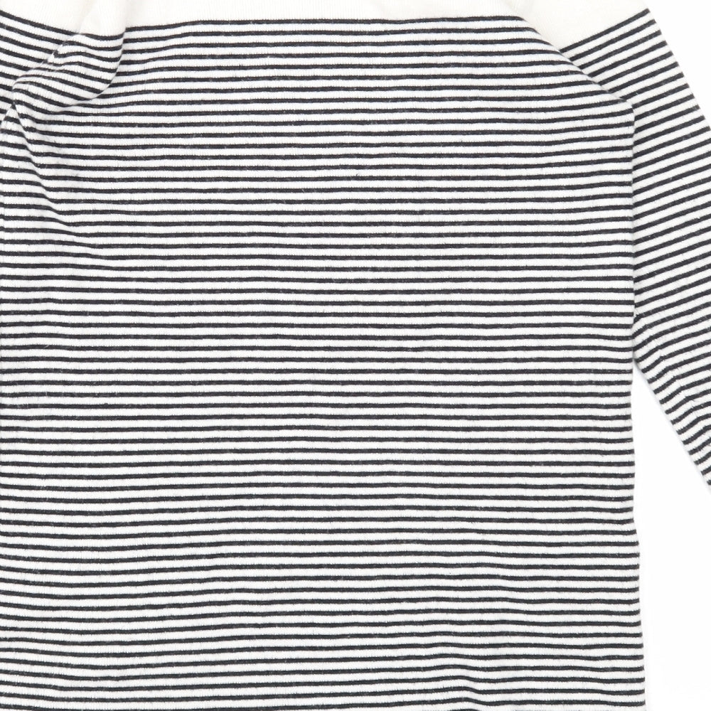 Primark Womens White Boat Neck Striped Polyester Tunic Jumper Size 10