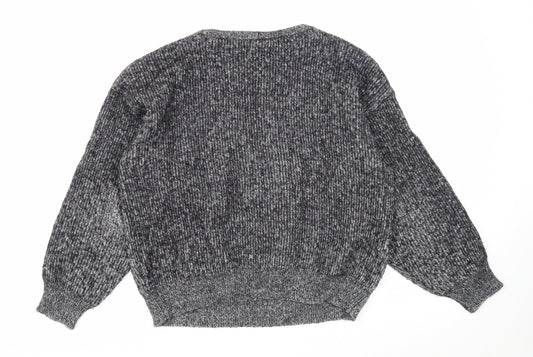 Preworn Mens Black Round Neck Wool Pullover Jumper Size S