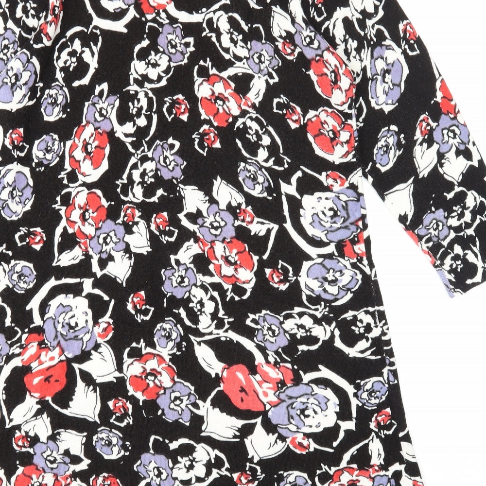 Nutmeg Womens Black Geometric Acrylic Shift Size 14 Scoop Neck Pullover