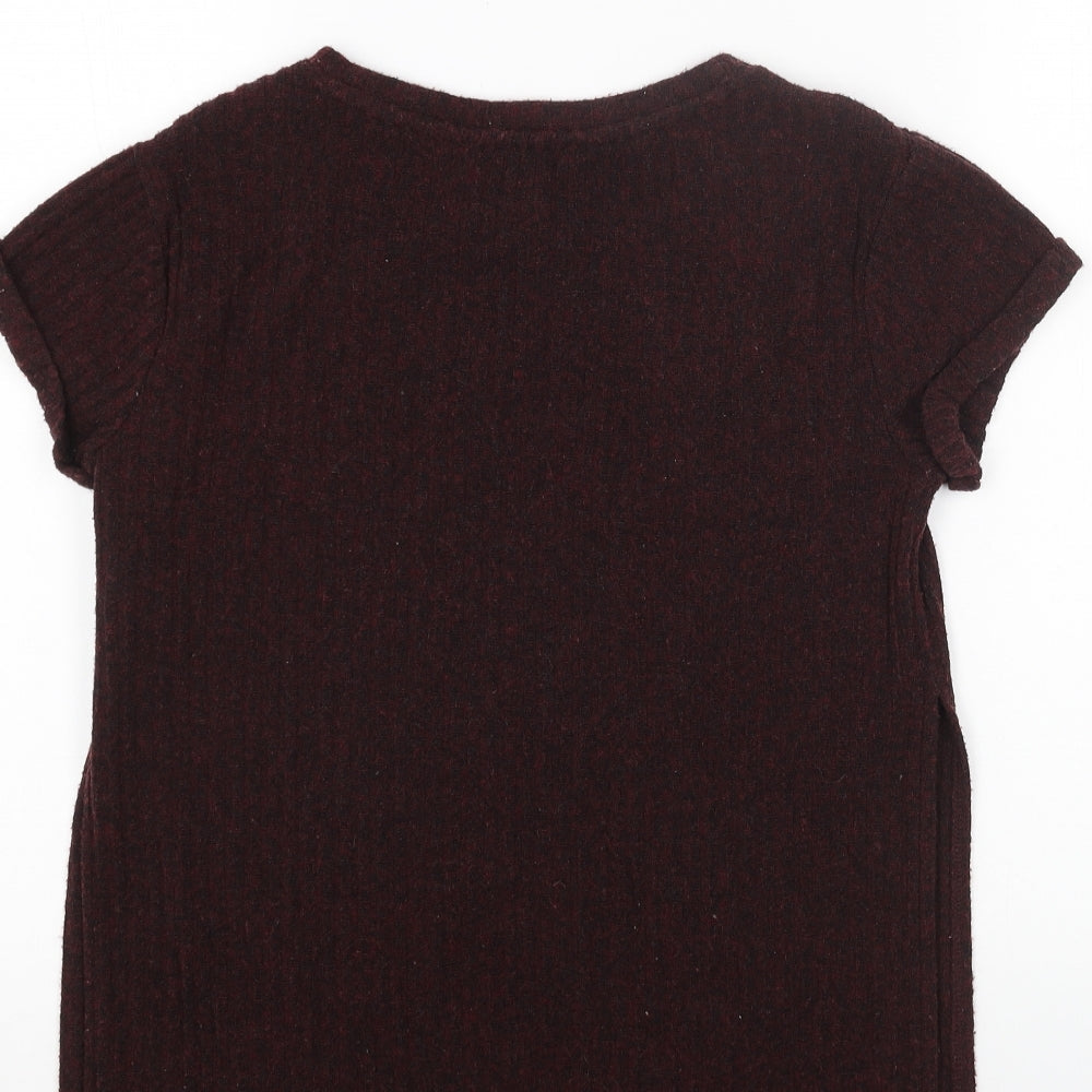 FOREVER 21 Womens Red Polyester Basic T-Shirt Size S Round Neck