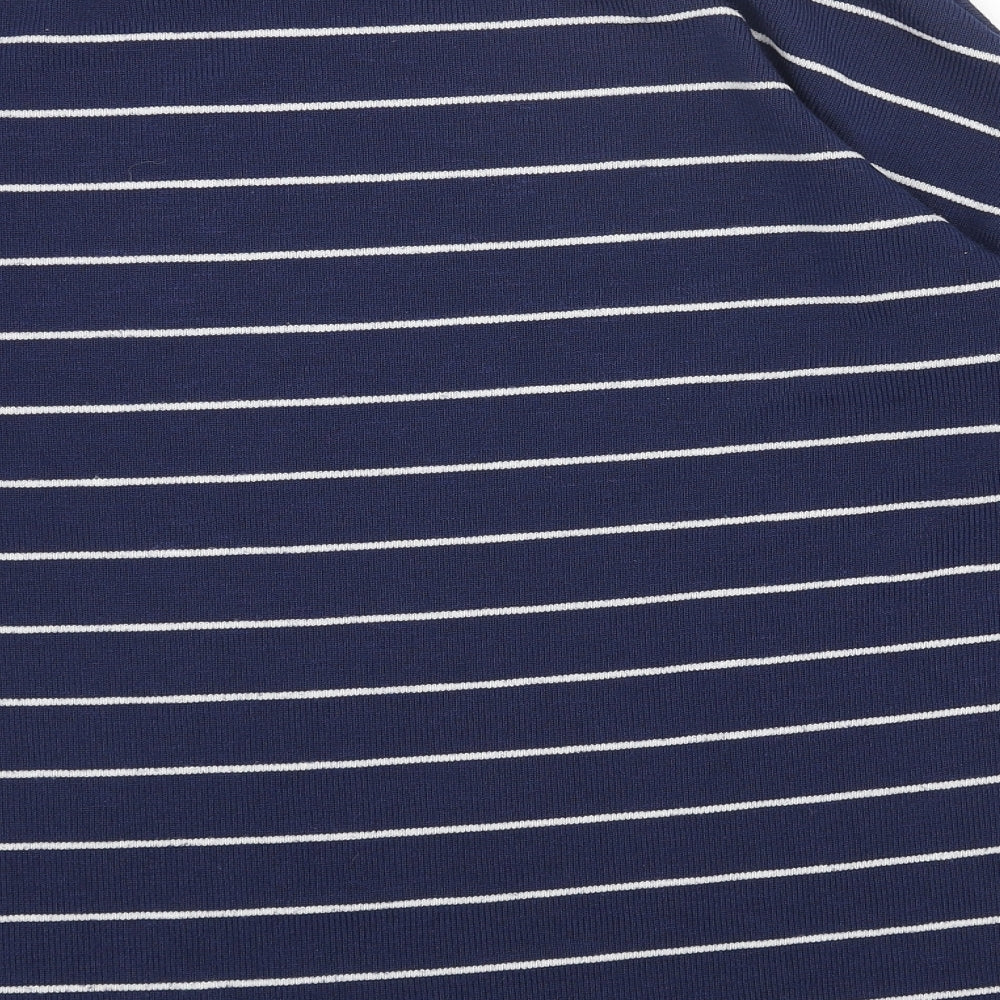 TU Womens Blue Boat Neck Striped Acrylic Pullover Jumper Size 10