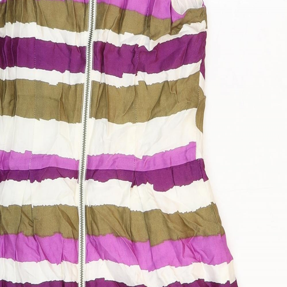Great Plains Womens Purple Striped Viscose Sheath Size S Scoop Neck Zip