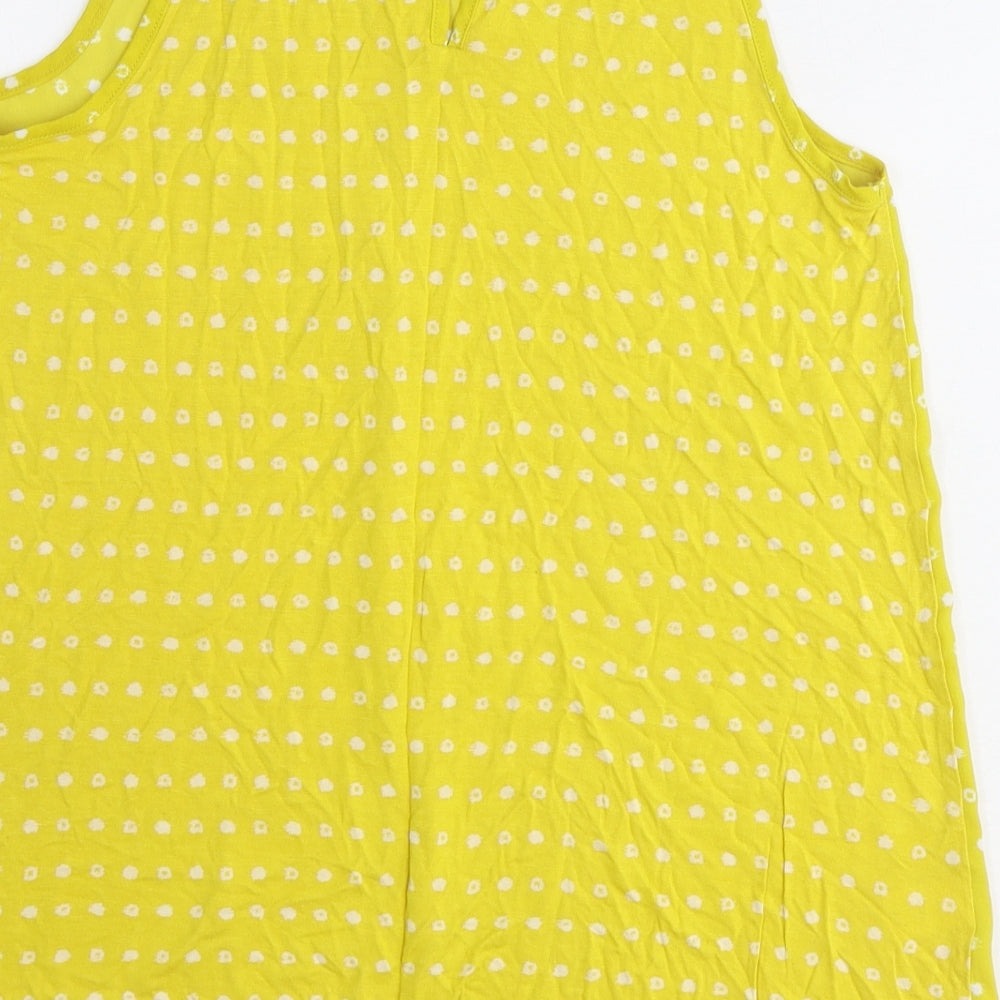LOFT Womens Yellow Geometric Polyester Basic Tank Size 2XS Scoop Neck