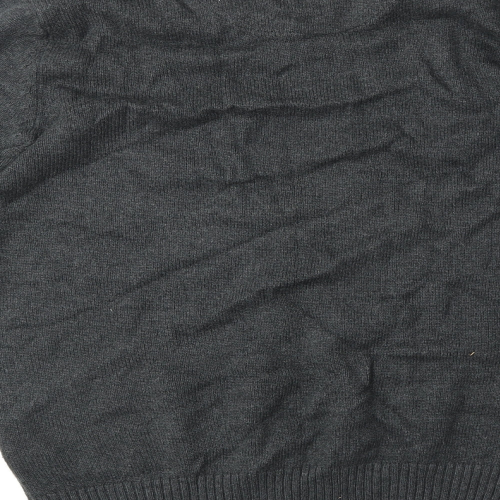 Maine Mens Grey V-Neck Cotton Pullover Jumper Size M