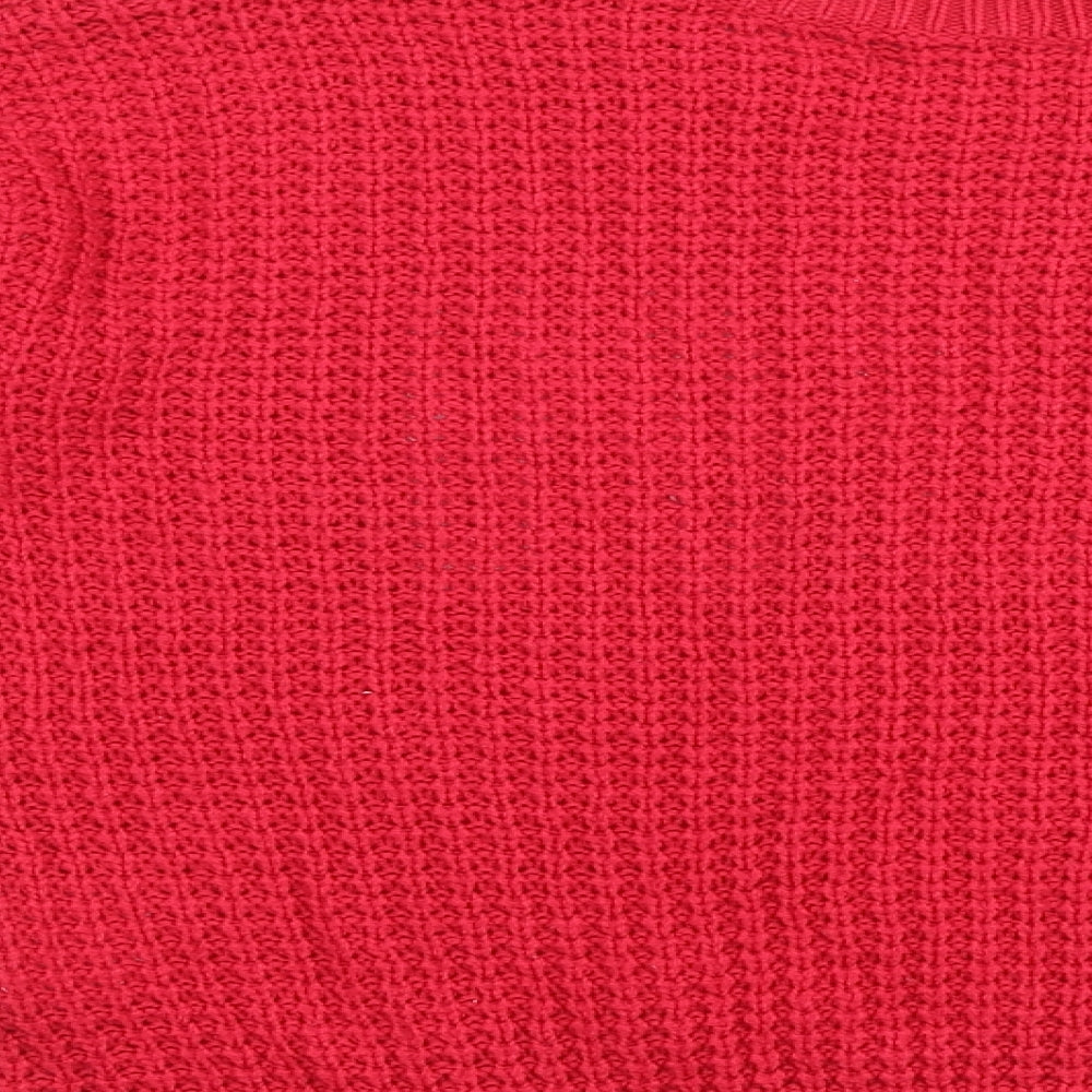 FB Sister Womens Red Round Neck Acrylic Pullover Jumper Size S