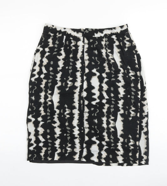 Monsoon Womens Black Geometric Cotton Wrap Skirt Size 8 Zip