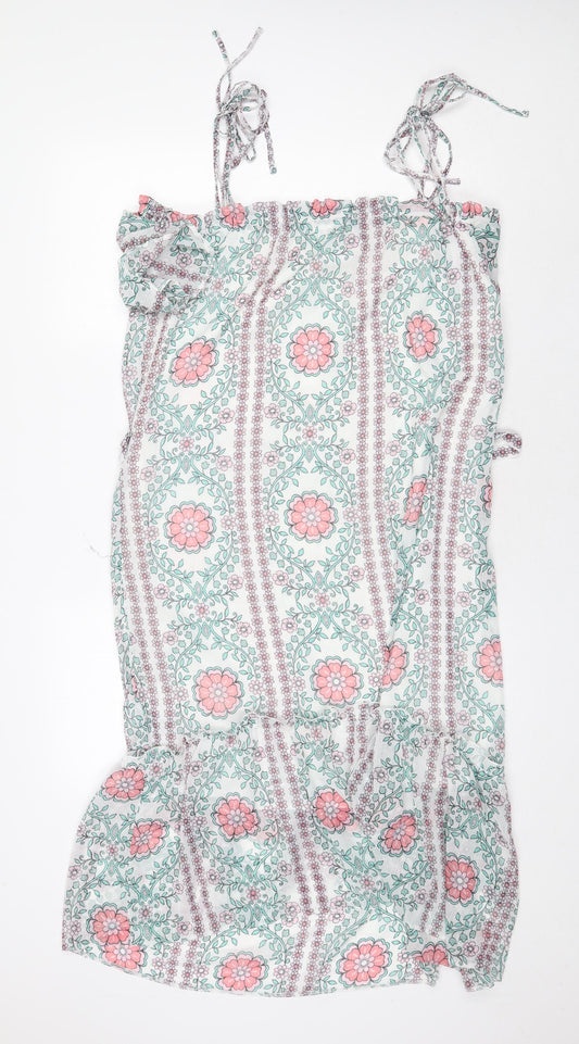 George Womens White Geometric Polyester A-Line Size 14 Square Neck Tie