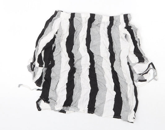 Primark Womens Multicoloured Striped Viscose Basic Blouse Size 6 Off the Shoulder - Tie Sleeve Detail Bardot