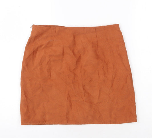 Atmosphere Womens Brown Polyester Mini Skirt Size 10 Zip