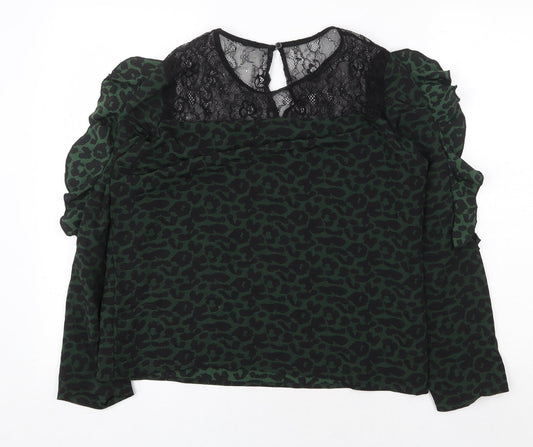 Womens UK Size L Preworn Green Basic Blouse