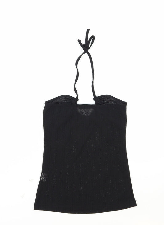 SheIn Womens Black Polyester Basic Tank Size XS Halter