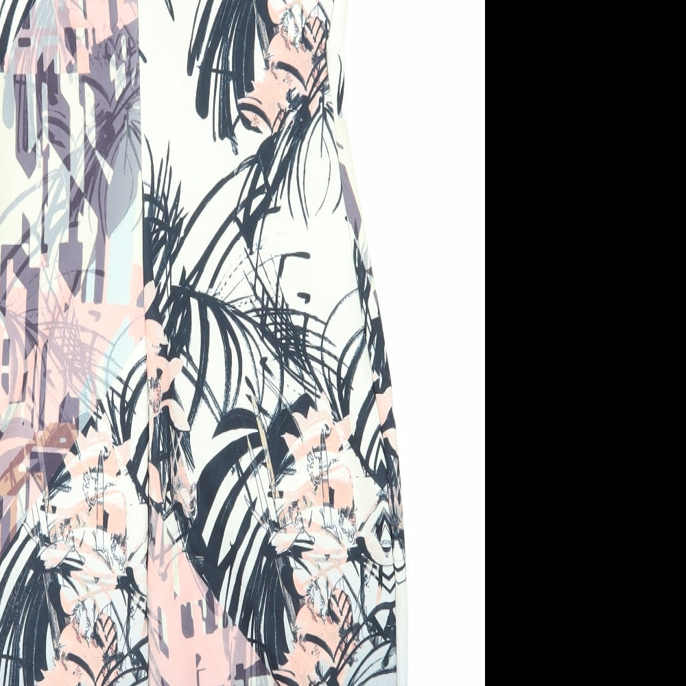 NEXT Womens Multicoloured Geometric Polyester A-Line Size 12 V-Neck Zip