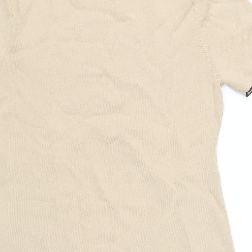 Just Elegance Womens Beige Round Neck Viscose Pullover Jumper Size M