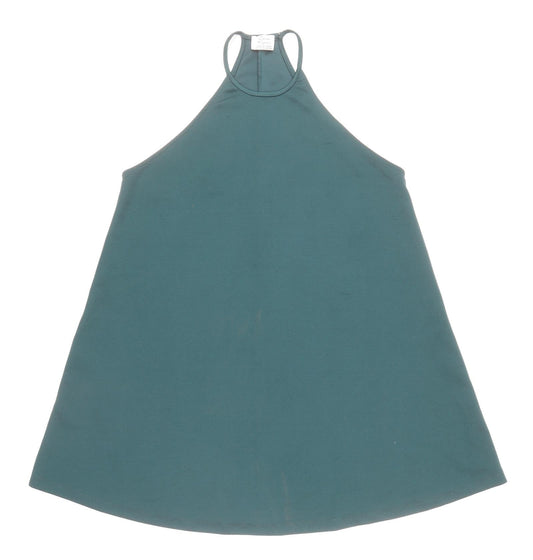 Zara Womens Green Polyester Trapeze & Swing Size S Round Neck Pullover
