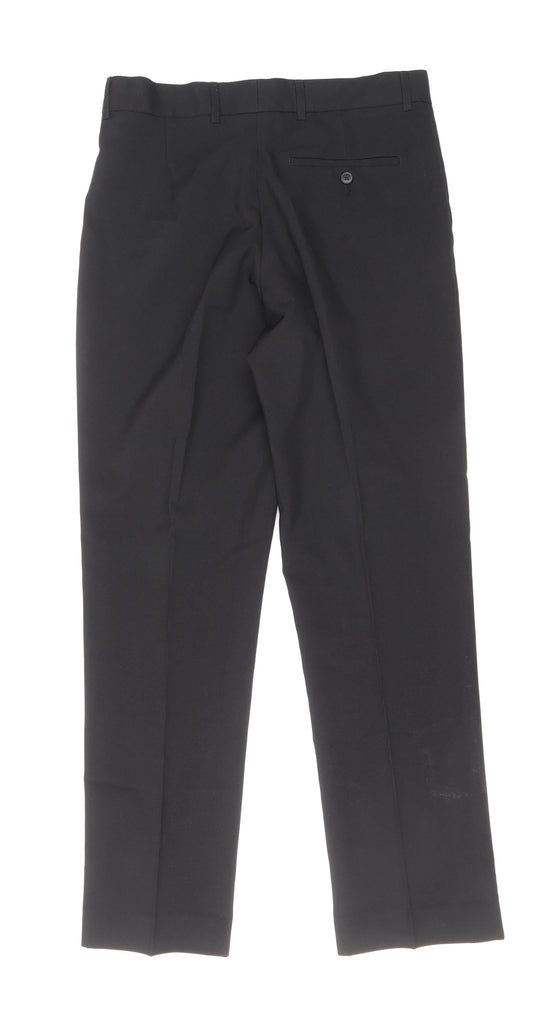 George Mens Black Polyester Dress Pants Trousers Size 32 in Regular Zip