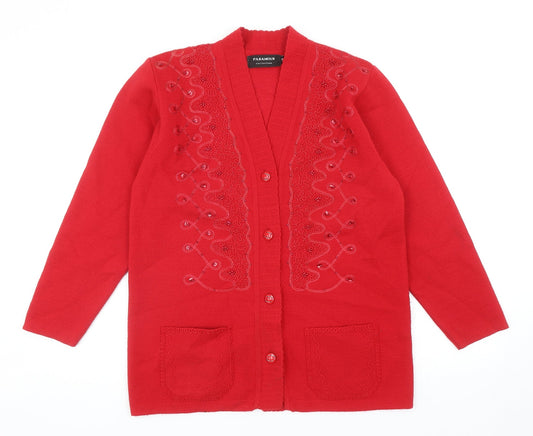 Womens UK Size S Paramour Red Cardigan Jumper