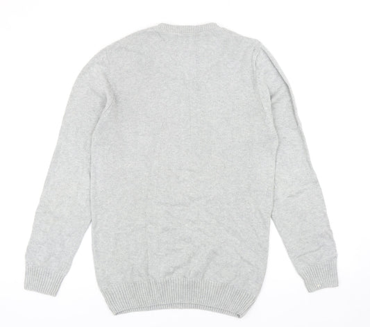 Matalan Mens Grey V-Neck Cotton Pullover Jumper Size S
