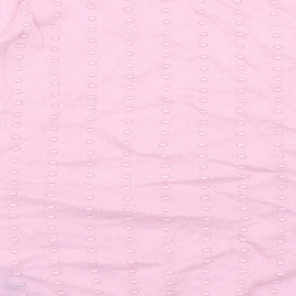 TU Womens Pink Boat Neck Geometric Cotton Pullover Jumper Size 12