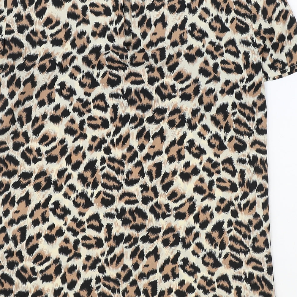 Womens UK Size 6 Oasis Brown Basic T-Shirt