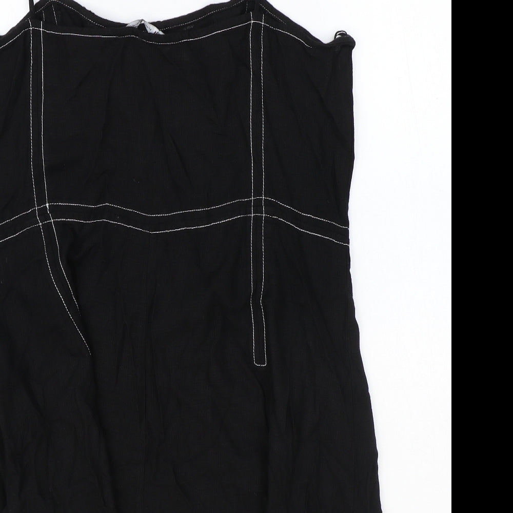 Zara Womens Black Viscose Playsuit One-Piece Size 2XS Zip - Lace Detail