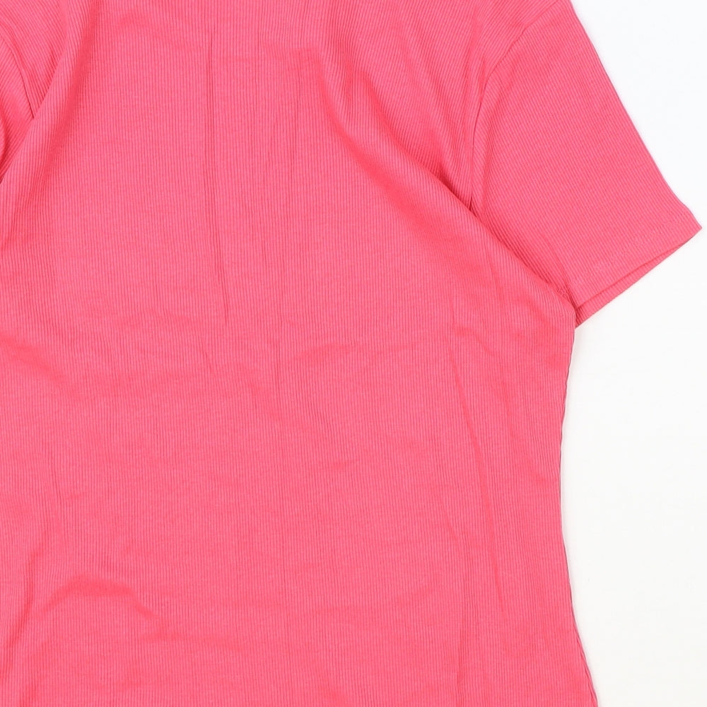 Chicoree Womens Pink Cotton Basic T-Shirt Size 2XL Scoop Neck - Ribbed