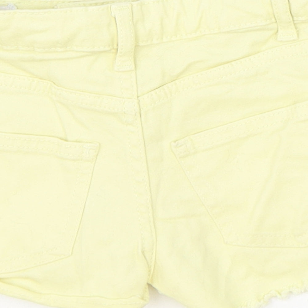 Denim & Co. Girls Yellow Cotton Hot Pants Shorts Size 4-5 Years Regular Zip