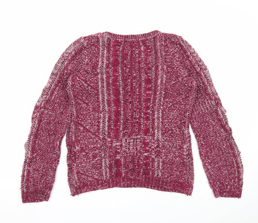 Gap Womens Purple Round Neck Nylon Pullover Jumper Size 18