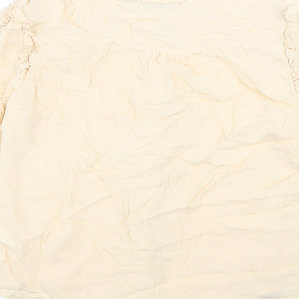 Womens UK Size M Jaune Rouge Beige Basic Button-Up