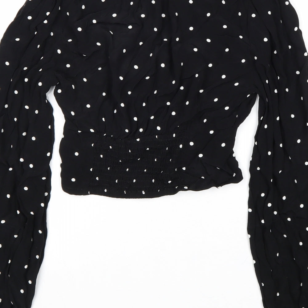Womens UK Size 4 H&M Black Cropped Blouse