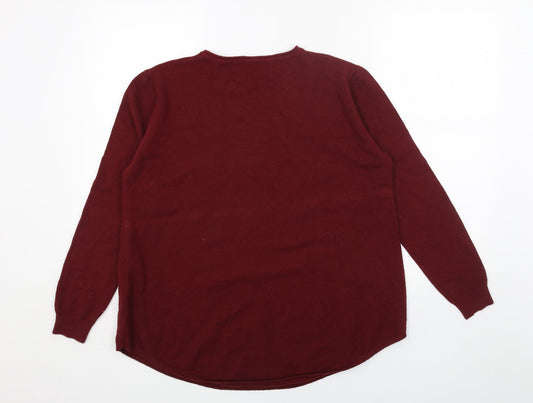 Womens UK Size L Preworn Red Pullover Jumper
