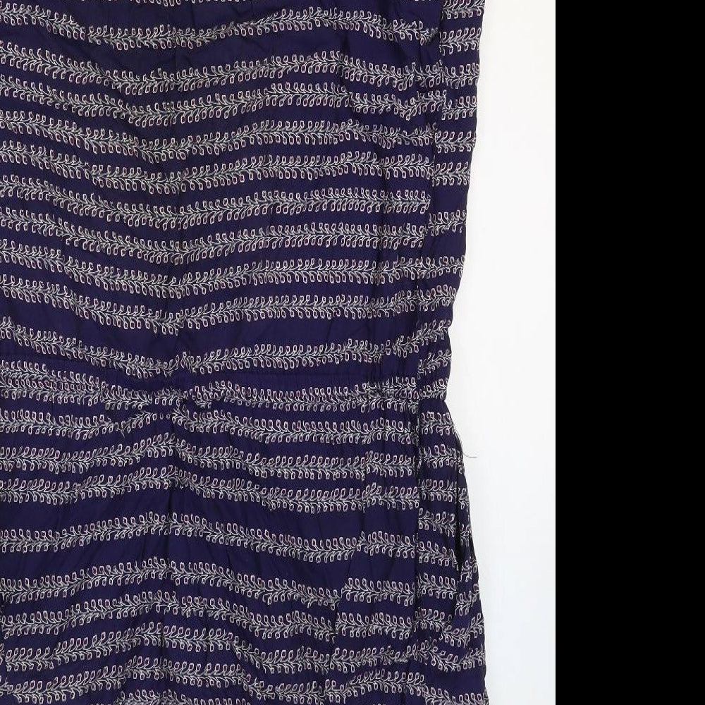 Gap Womens Blue Geometric Viscose Shift Size L Boat Neck Pullover
