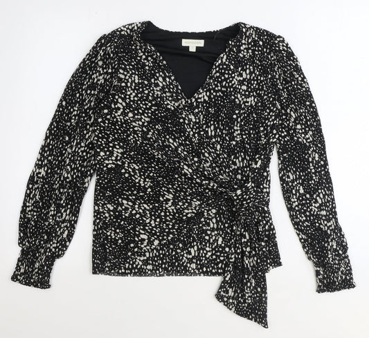 Womens UK Size S Monsoon Black Wrap Blouse