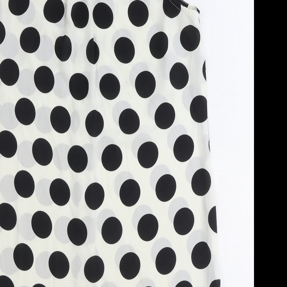 TU Womens White Polka Dot Polyester Basic Button-Up Size 10 Collared