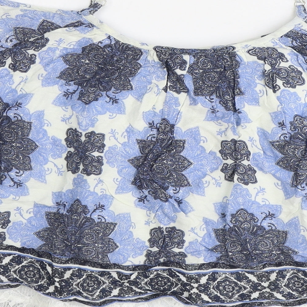 Womens UK Size 12 Select Blue Cropped Blouse