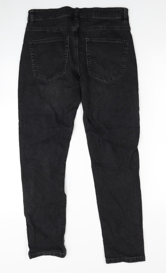 NEXT Womens Black Cotton Straight Jeans Size 30 in L31 in Regular Zip