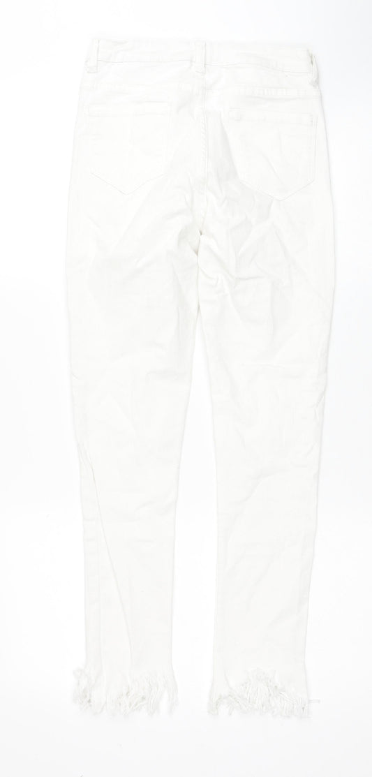 Denim & Co. Womens White Cotton Skinny Jeans Size 8 Regular Zip