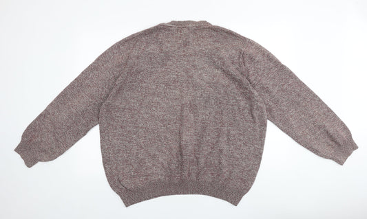 Easy Mens Red Round Neck Acrylic Pullover Jumper Size 2XL