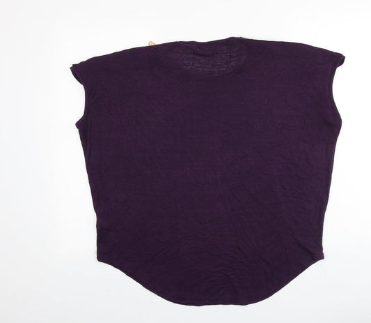 Womens UK Size 12 Apricot Purple Basic T-Shirt