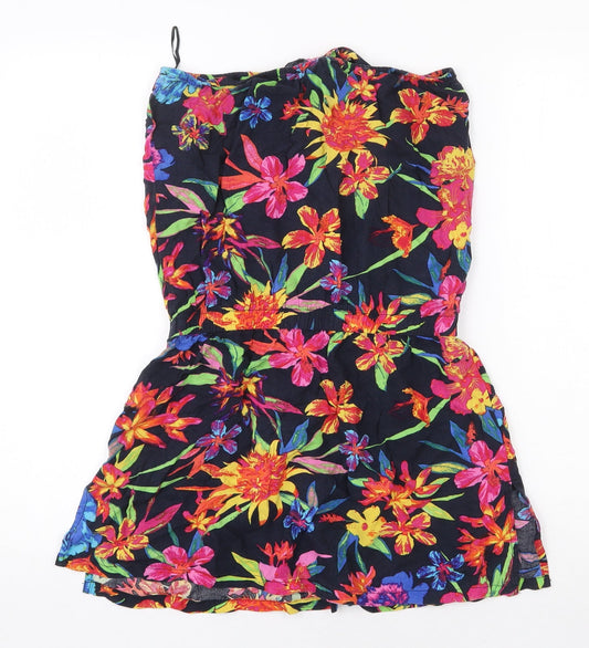 George Womens Multicoloured Floral Viscose Mini Size 10 Off the Shoulder Tie