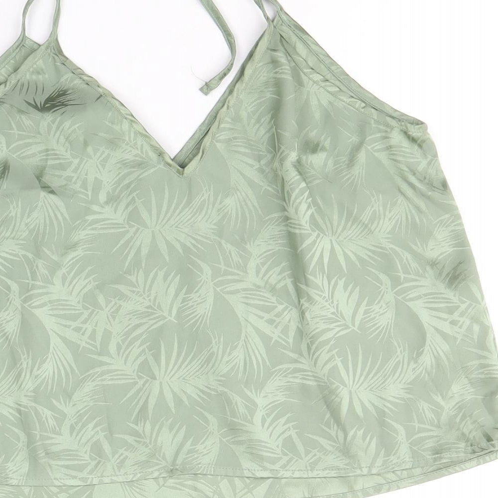 Loungable Womens Green Floral Polyester Camisole Tank Size 10 V-Neck - Leaf Print Tie Strap Detail