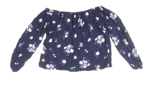 Womens UK Size S Hollister Blue Cropped Blouse