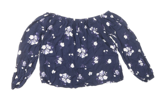 Womens UK Size S Hollister Blue Cropped Blouse