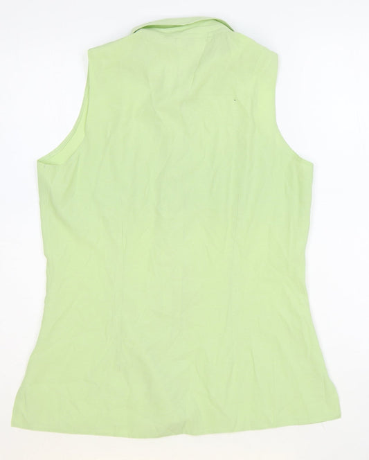 Womens UK Size 14 Select Green Basic Button-Up