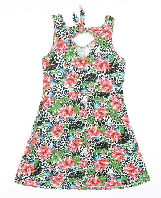 George Womens Multicoloured Geometric Viscose Tank Dress Size M V-Neck Pullover