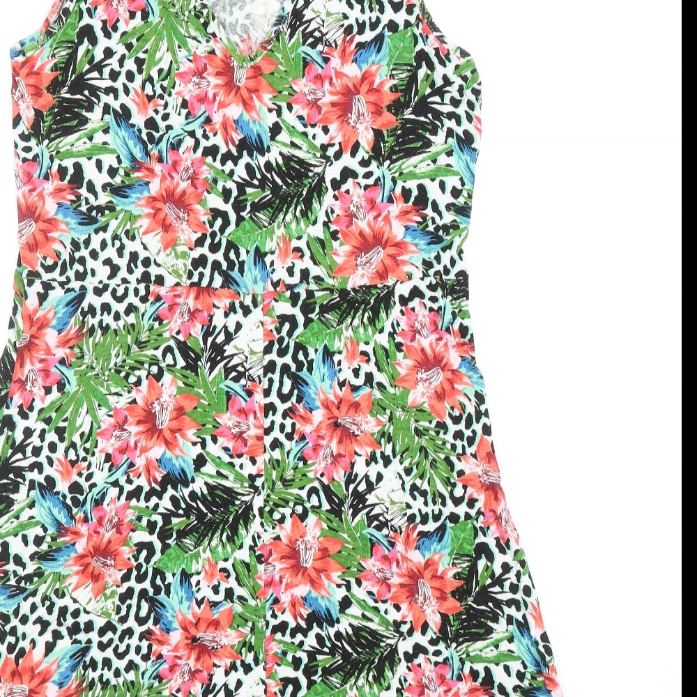 George Womens Multicoloured Geometric Viscose Tank Dress Size M V-Neck Pullover