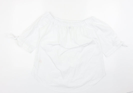 Womens UK Size 12 Peacocks White Cropped Blouse