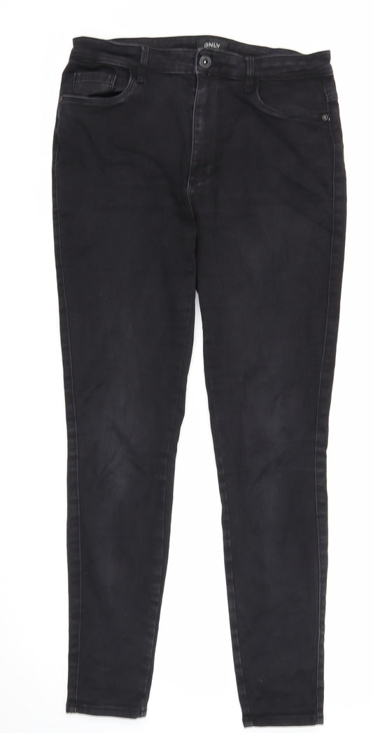 Womens UK Size L Only Regular Fit Skinny Black Jeans