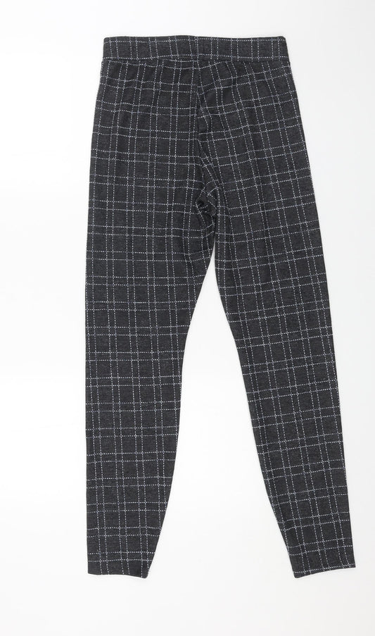 TU Womens Black Check Polyester Trousers Size 10 L27 in Regular