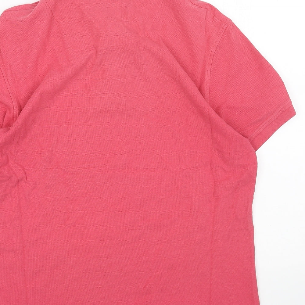 F&F Mens Red Cotton Polo Size M Collared Button